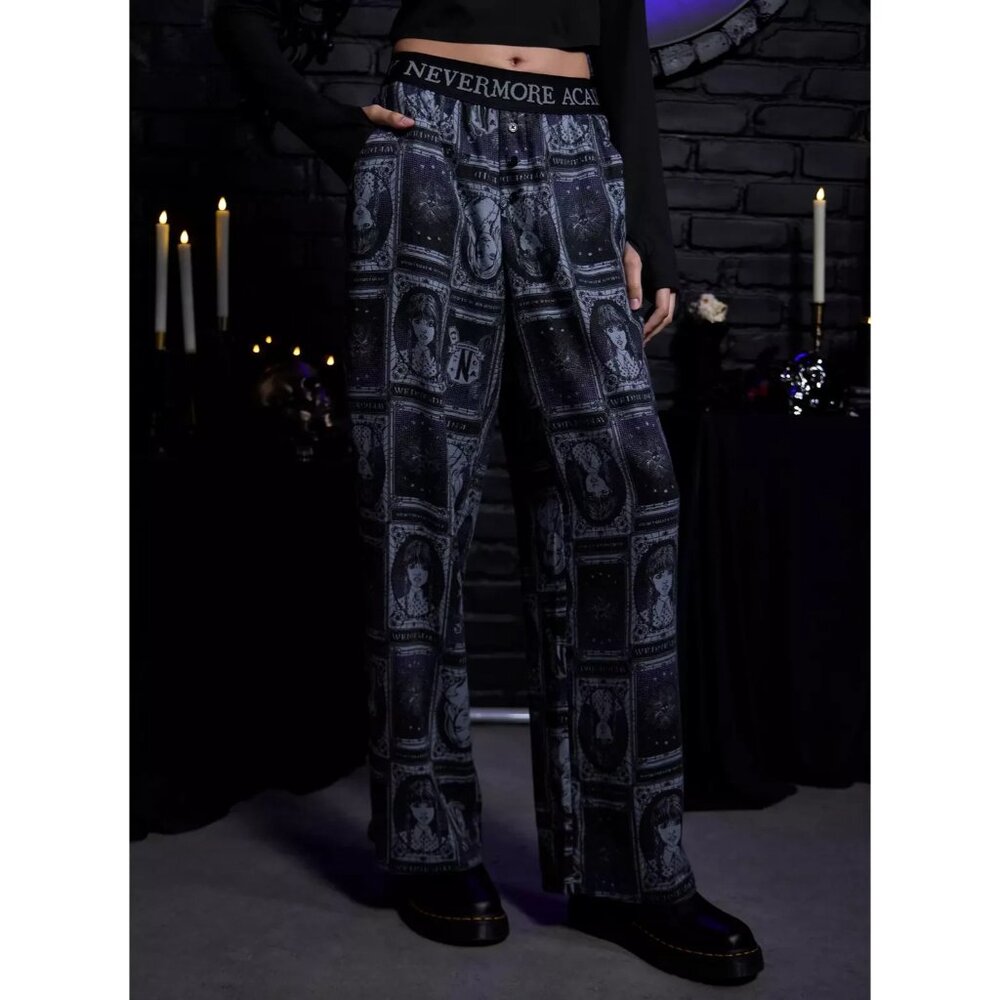 Wednesday Character Tarot Card Pajama Pants Juniors SMALL New